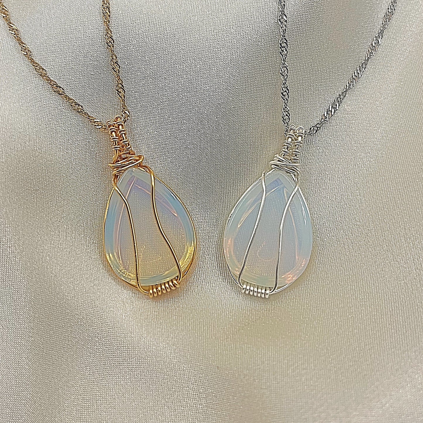 Opalite Crystal Wire Wrapped Necklace