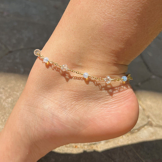Dainty Glass Beaded Anklet