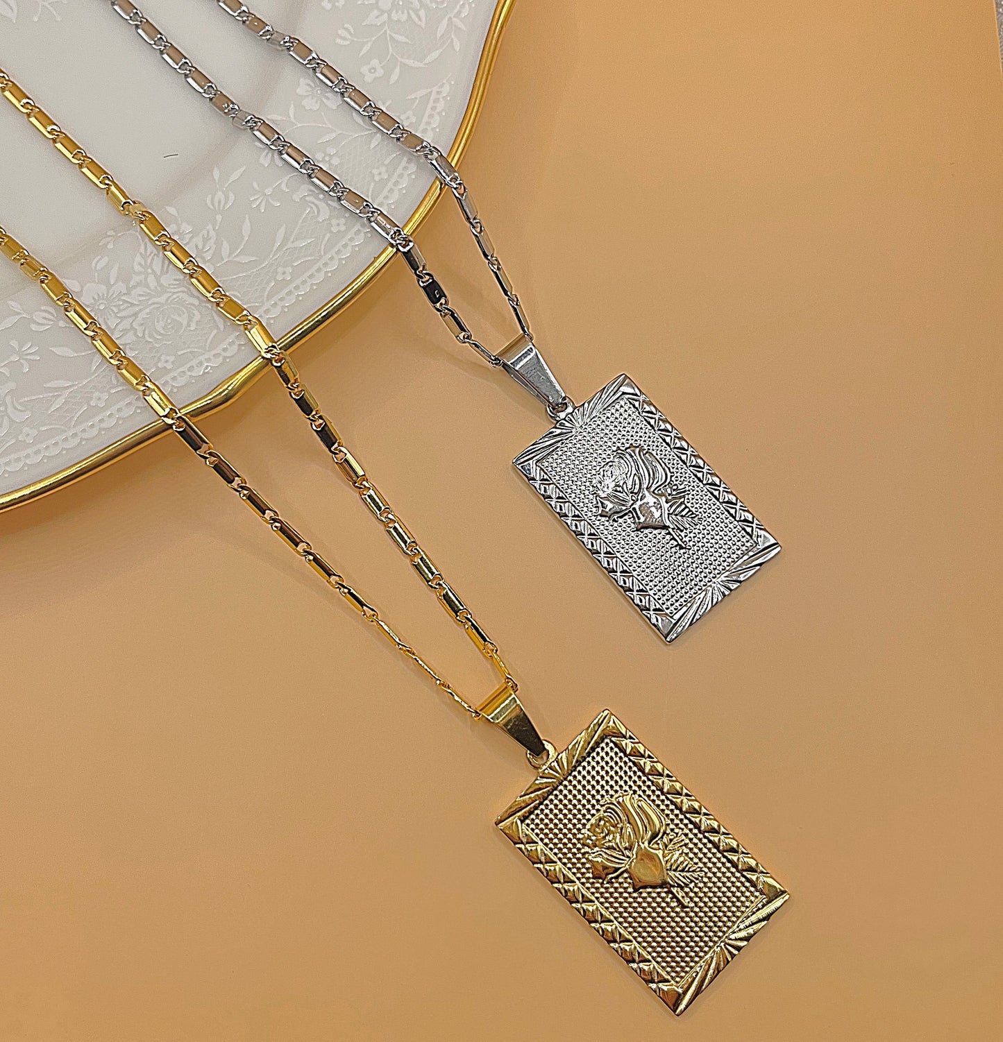 Rose Tag Layering Necklace