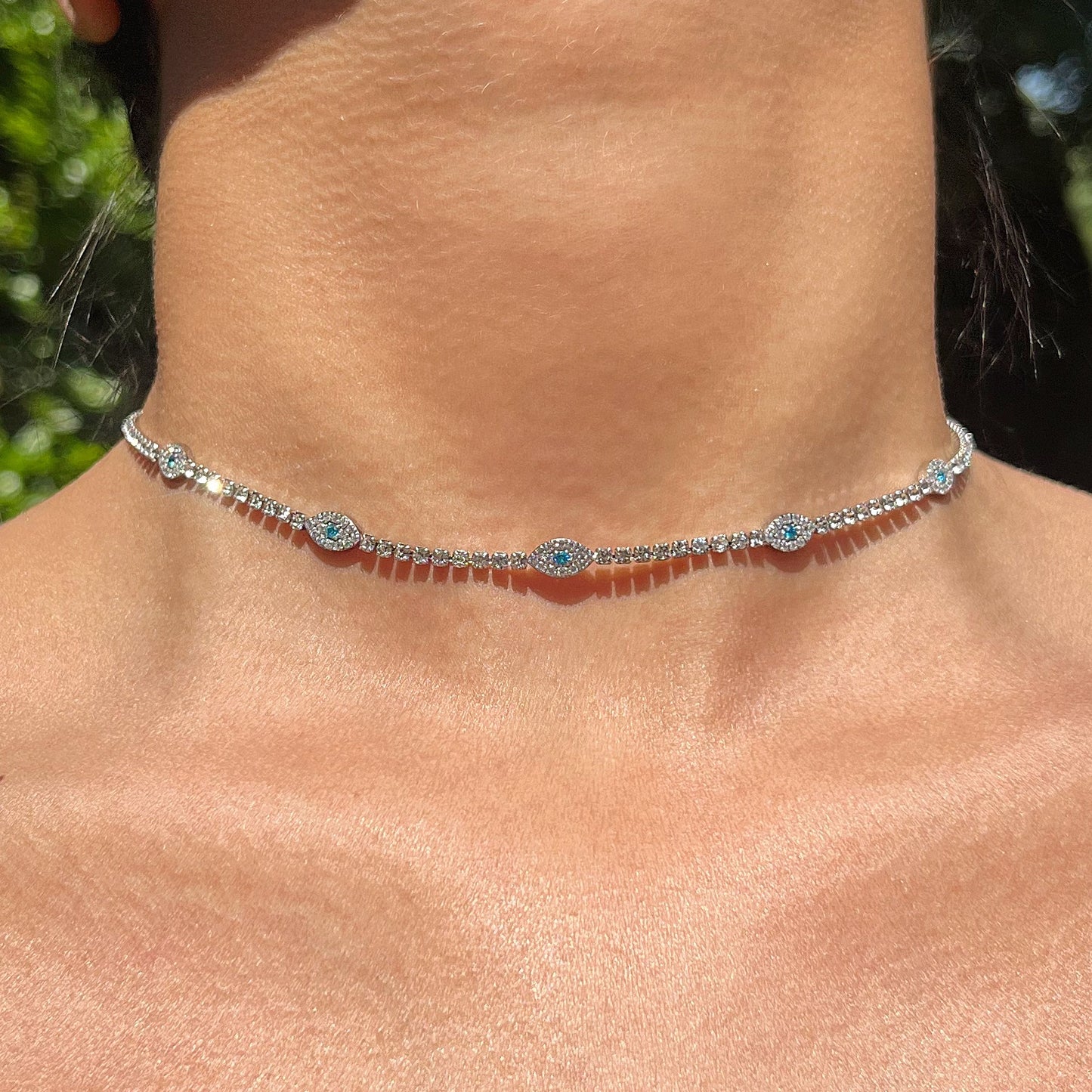 Evil Eye Zircon Tennis Chain Choker