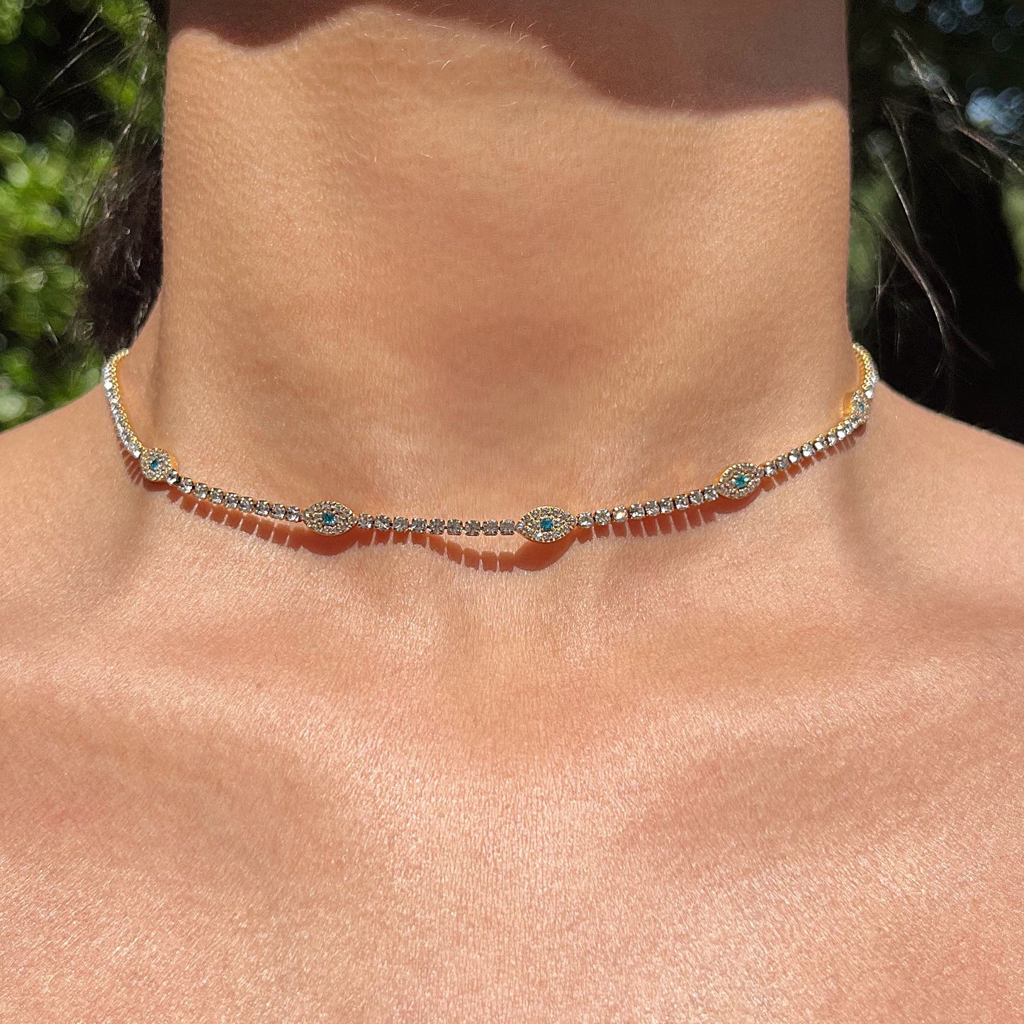 Evil Eye Zircon Tennis Chain Choker