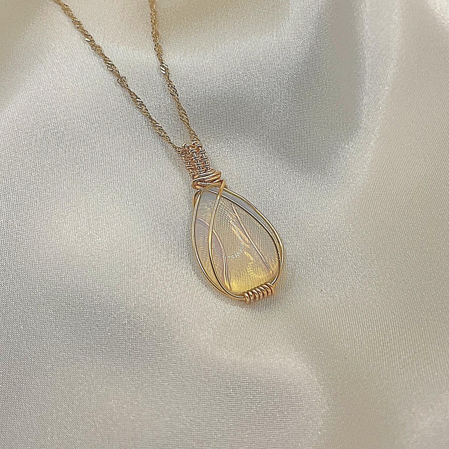Opalite Crystal Wire Wrapped Necklace