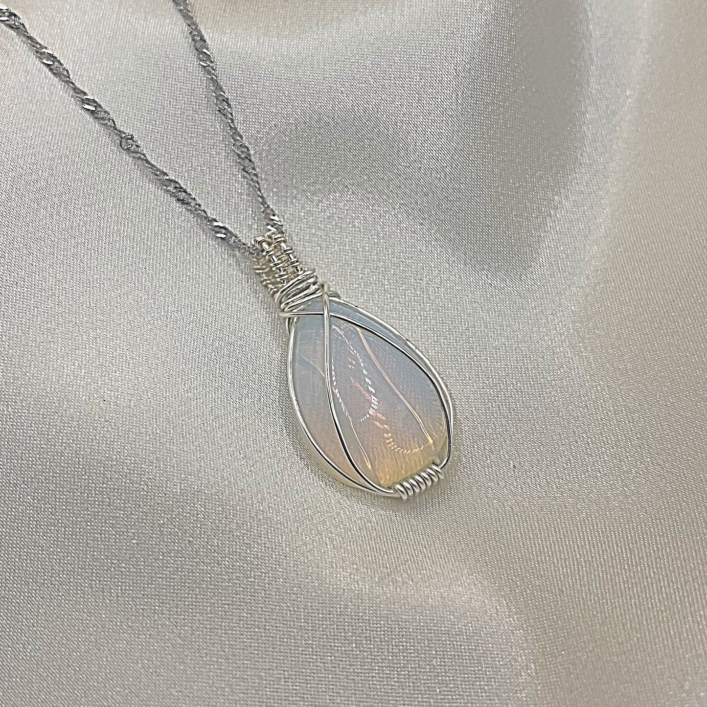 Opalite Crystal Wire Wrapped Necklace