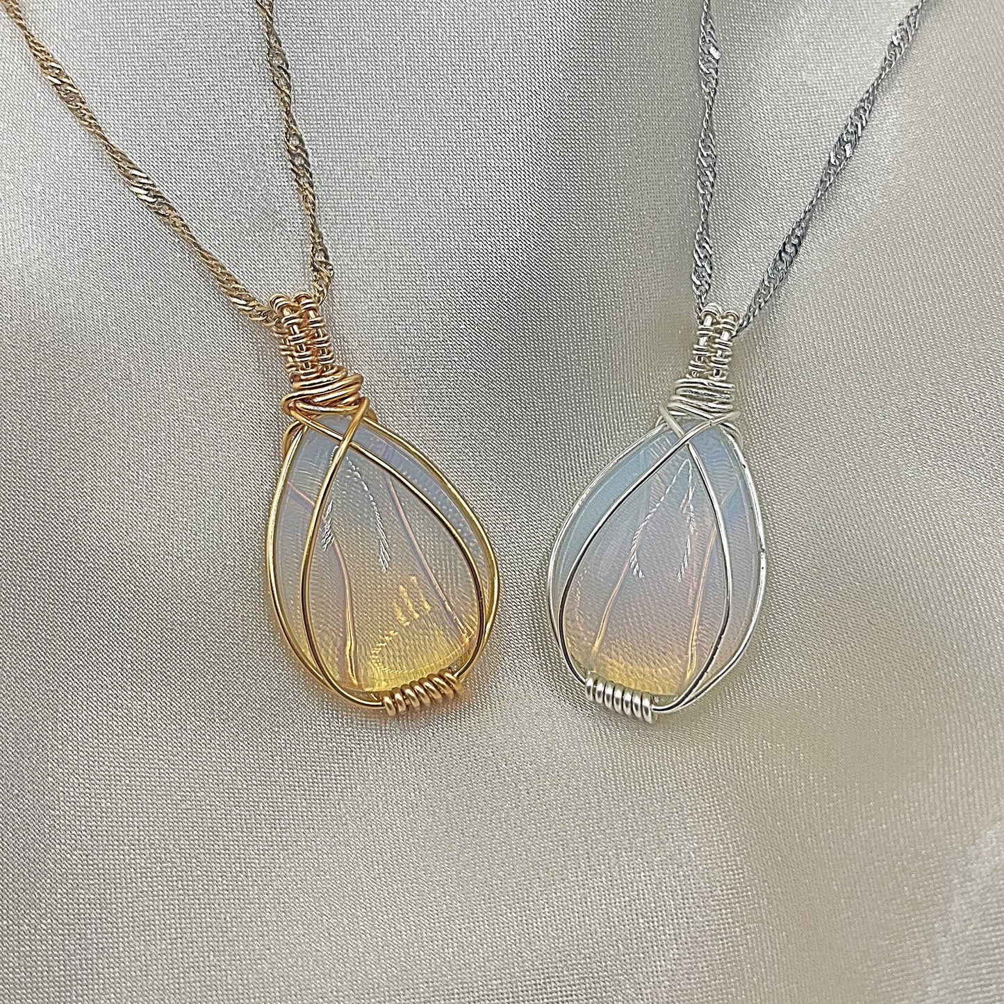 Opalite Crystal Wire Wrapped Necklace
